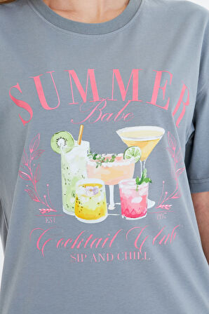 Summer Babe Baskılı %100 Tasarım Kadın Tişört