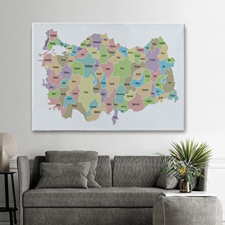 Harita Sepeti Türkiye Haritası Kanvas Tablo Eğitici ve Öretici Dekoratif Tablo Tablo 3128