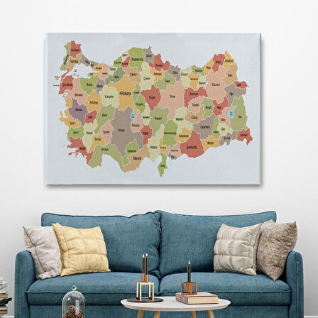 Harita Sepeti Türkiye Haritası Kanvas Tablo Eğitici ve Öretici Dekoratif Tablo Tablo 3129