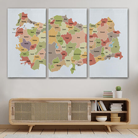 Harita Sepeti Türkiye Haritası Kanvas Tablo Eğitici ve Öretici Dekoratif Tablo Tablo 3129