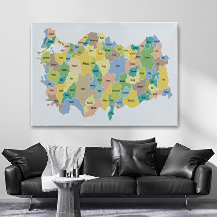 Harita Sepeti Türkiye Haritası Kanvas Tablo Eğitici ve Öretici Dekoratif Tablo Tablo 3130