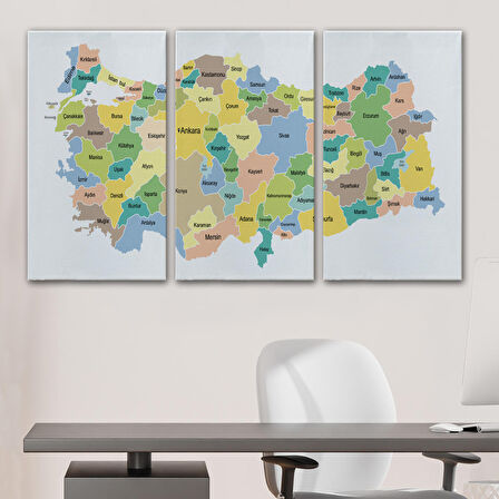 Harita Sepeti Türkiye Haritası Kanvas Tablo Eğitici ve Öretici Dekoratif Tablo Tablo 3130