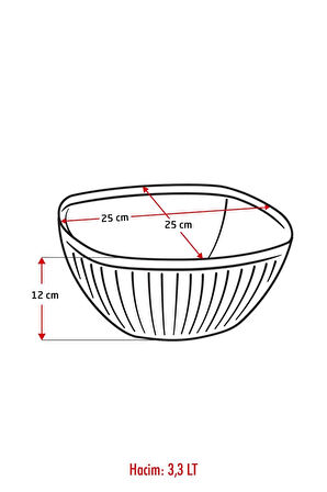 Akrilik Barok Büyük Kare Meyve & Salata Kasesi & Karıştırma Kabı / 3,3 Lt (CAM DEĞİLDİR)