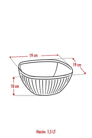 Akrilik Barok Orta Boy Kare Meyve & Salata Kasesi & Karıştırma Kabı / 1,5 Lt (CAM DEĞİLDİR)
