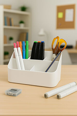 Masaüstü Kalem & Düzenleyici Kalemlik Beyaz