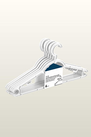 37 Cm Döner Başlı Beyaz Askı 6’lı Set