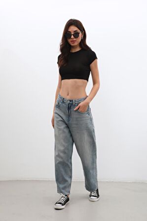 Kadın Yüksek Bel Skater Fit Jean Pantolon Tint