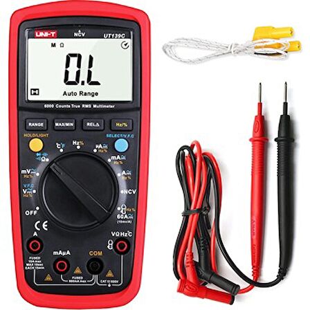 UT-139C Dijital Multimetre, AD/DC Gerilim Akım Test Cihazı, Direnç Kapasitesi NCV Testi ve Sıcaklık Ölçümü ;UNI-T