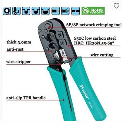 PROSKİT 808-376I Modüler Sıkma Pensesi/Cırcırlı-Ratchet Type 190mm;Proskit