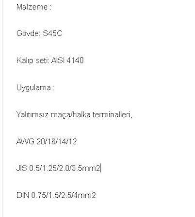 PROSKİT CP-151A Terminal Pabuç Sıkma Pensesi;Proskit