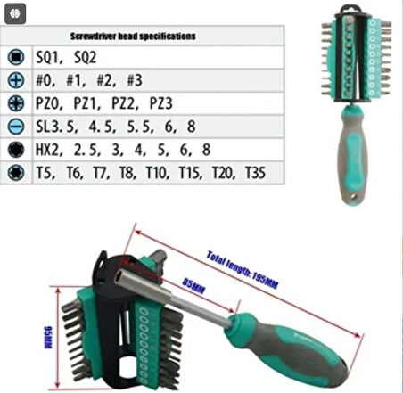 PROSKİT SD-2313 30 Parça Düz,Yıldız,Tork,Hex,Alyan,Yalıtımlı Kompak ve Çok yönlü Uç Tornavida Seti;Proskit