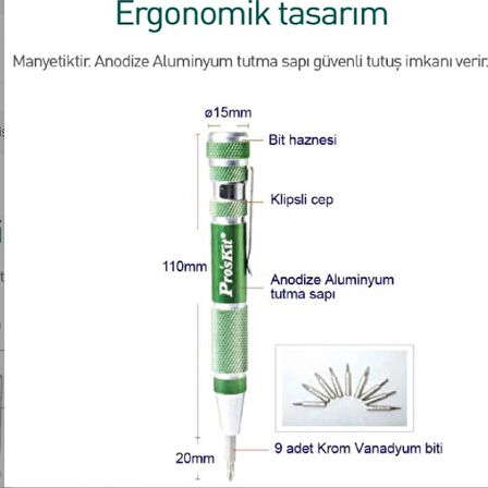 PROSKİT SD-9814 9 Parça Tornavida Seti;Proskit