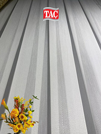 Taç Krep Bambu Balıksırtı 1x3 Sık Pile Tül Perde  - Extra Gramajlı Dökümlü - Kırışmaz Ütü Istemez 