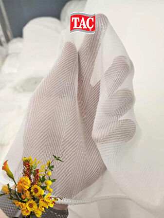 Taç Krep Bambu Balıksırtı 1x3 Sık Pile Tül Perde  - Extra Gramajlı Dökümlü - Kırışmaz Ütü Istemez 