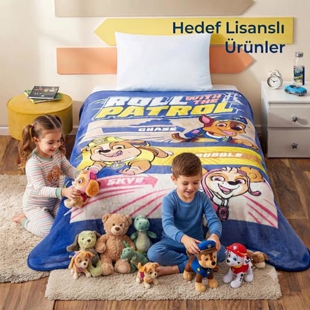 Taç Lisanslı Outlet Battaniye Paw Patrol Tek Kişilik