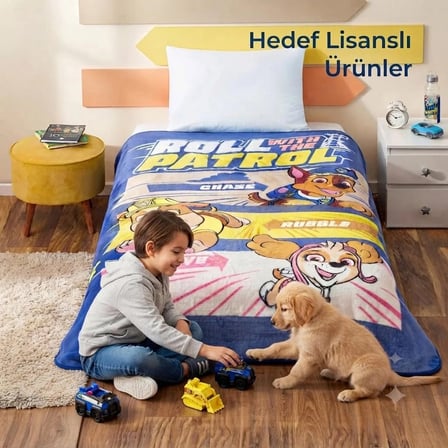 Taç Lisanslı Outlet Battaniye Paw Patrol Tek Kişilik