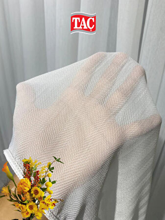 Taç Krep Bambu Balıksırtı 1x3 Sık Pile Tül Perde  - Extra Gramajlı Dökümlü - Kırışmaz Ütü Istemez 