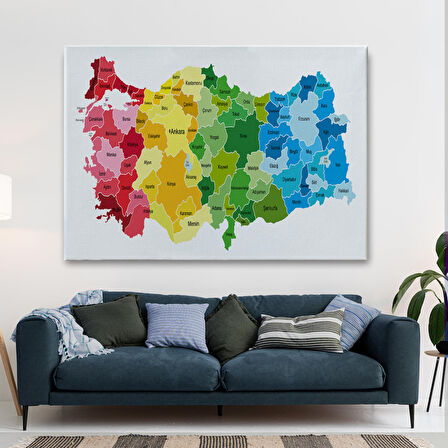 Harita Sepeti Türkiye Haritası Kanvas Tablo Eğitici ve Öretici Dekoratif Tablo Tablo 3133