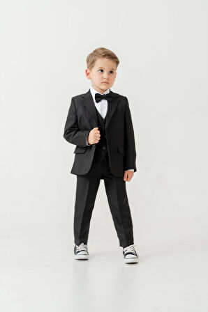 Mini Gentleman Erkek Çocuk Takım Elbise - 5 Parça (Ceket, Yelek, Gömlek, Pantolon, Papyon)