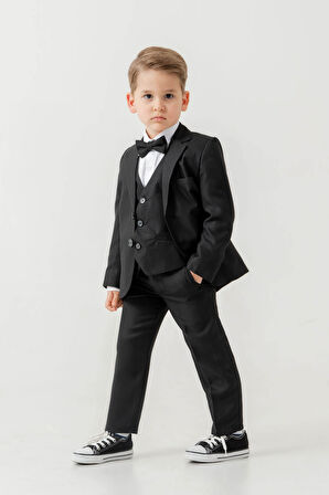 Mini Gentleman Erkek Çocuk Takım Elbise - 5 Parça (Ceket, Yelek, Gömlek, Pantolon, Papyon)