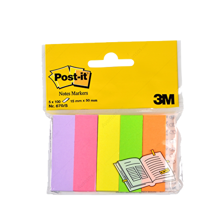 Post-it İndeks 100 YP 15x50 Fosforlu 5 Renk 670-5