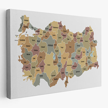 Harita Sepeti Türkiye Haritası Kanvas Tablo Eğitici ve Öretici Dekoratif Tablo Tablo 3134