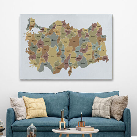 Harita Sepeti Türkiye Haritası Kanvas Tablo Eğitici ve Öretici Dekoratif Tablo Tablo 3134