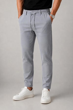 Erkek Siyah Poliviskon Trend İpli Jogger Slim Fit Spor Pantolon