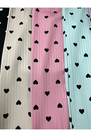 Mevsimlik Kalp Baskılı Kız Çocuk Fitilli  Tayt 5'li Set