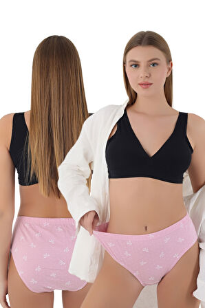 Fiyonk Desenli %100 Pamuk Pembe Yüksek Bel Pembe Külot – Şıklık ve Doğallık!