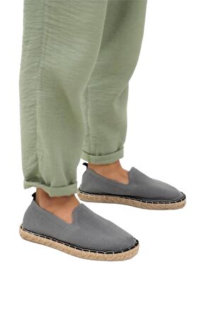 Unisex El Yapımı Triko Espadril GRI