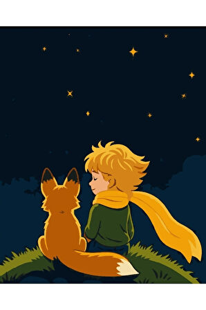 Sayılarla Boyama Seti 40x50 Cm (Çıtalı) Fırça Boya Dahil Numaralı Tuval Tilki ve Cocuk