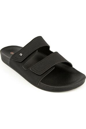 Anatomik Ayarlanabilir Üstü Cırtlı Erkek Terlik Siyah