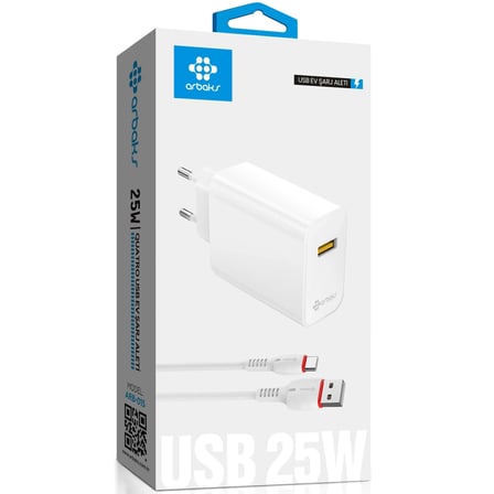4.1A 25W QC3 TYPE-C Hızlı Şarj Aleti Arb-015-Beyaz