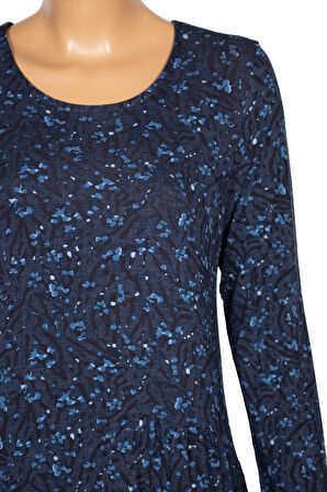 Barem Kadın Funda Belden Basene Büzgülü Penye Lacivert Elbise D57