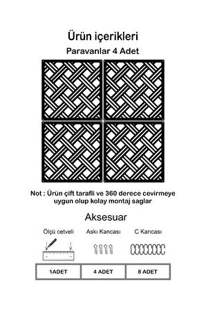 Açık Sepet Örgüsü Lazer Kesim Paravan, Ahşap Seperatör, Panel Levha Seti Ahşap Oda Bölücü