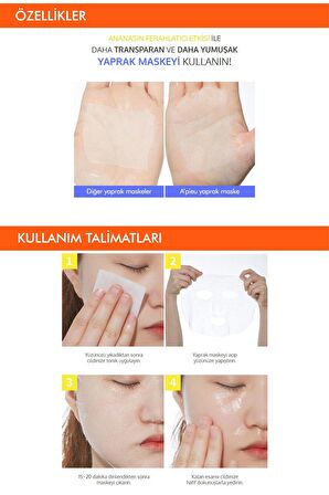 Ananas Özlü  Pürüzsüz Görünüm Sağlayan Yaprak Maske APIEU Icing Sweet Bar Sheet Mask (Pineapple)