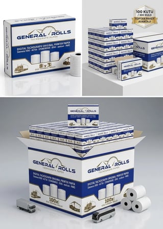100'lü Koli Toptan Dijital Takograf Rulosu (300 Adet) - General Rolls Dijital Ehliyet Takograf Kağıdı (VDO - Aselsan - Actia Uyumlu)
