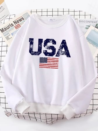 Abd mektuplar amerikan bayrağı yıldız ve çizgili kadınlar Hoody sokak boy Hoodies kişilik sıc