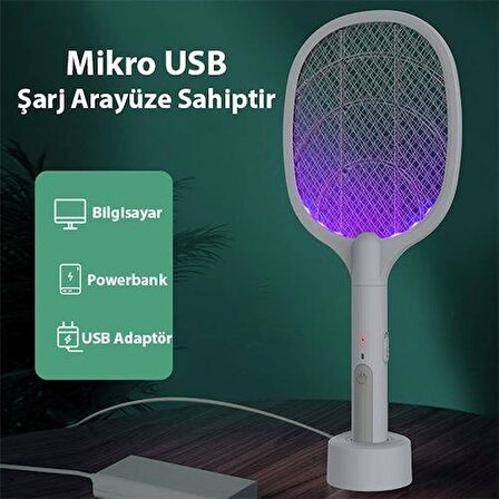 Polham 3000W Şarjlı UV Işıklı Elektrikli Sivrisinek Kovucu Öldürücü MasaÜstü El Tutmalı Sinek Kovucu