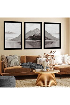 Gold Aynalı Pleksi Çerçeveli Modern Kızlar Üçlü Mdf Tablo Seti