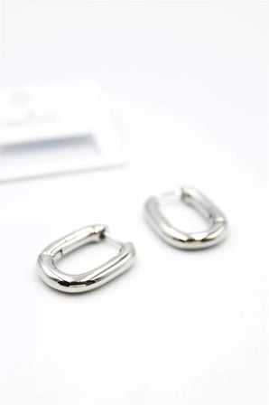 Oval Halka Küpe - Gümüş