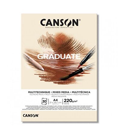 Canson Graduate Mixed Media Natural Çizim Defteri 220g 30 Yaprak A4