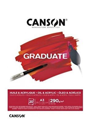 Canson Graduate Oil Acrylic Yağlı ve Akrilik Boya Blok 290g 20 Yaprak A3