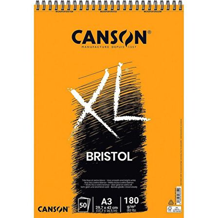 Canson XL Bristol Spiralli Çizim Defteri 180g 50 Yaprak A3