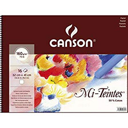 Canson Mi-Teintes Beyaz Pastel Defteri Spiralli 16 Yp 160g 32x41