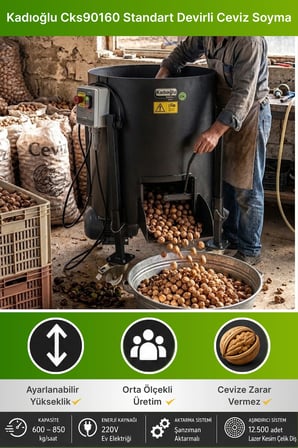 Kadıoğlu Cks90160 Standart Devirli Ceviz Soyma Makinesi 170 Litre