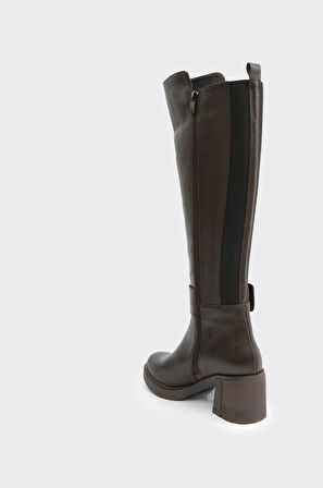 Hakiki Deri Kalın Topuklu Kadın Çizme