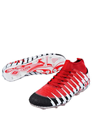 Çoraplı Bilekli Boğazlı Krampon Futbol Ayakkabısı SİYAH - KIRMIZI