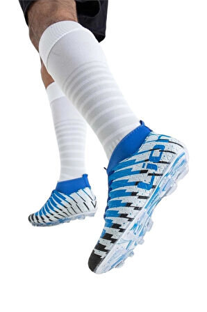 Çoraplı Bilekli Boğazlı Krampon Futbol Ayakkabısı SİYAH - SAKS